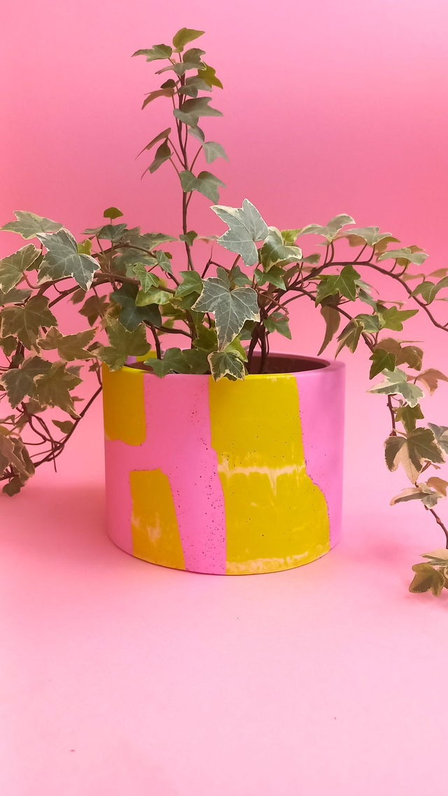  Osłonka na doniczkę, różowa doniczka, kolorowe lastryko