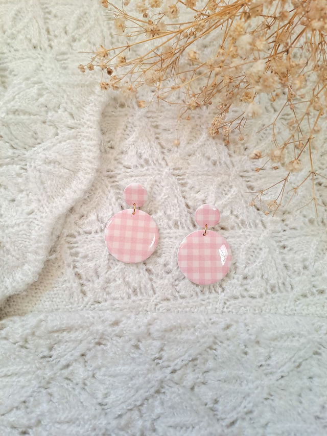 Boucles d'oreilles Vichy rond