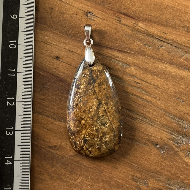 Pendentif en Bronzite et bélière argent 