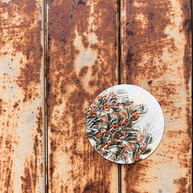 Sea buckthorn Vinyl Magnet D7,5cm