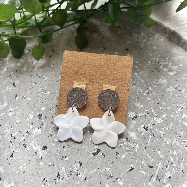 Boucles d’oreilles fantaisie nacré argenté