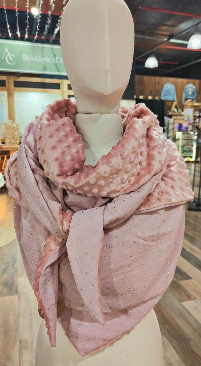 Chèche MAXI chaude rose/or