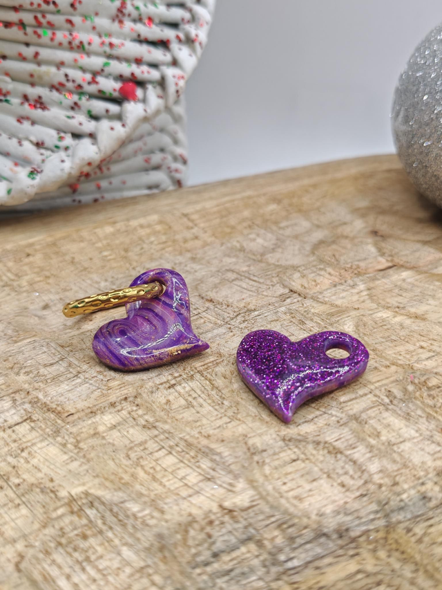 Choupettes Cœur Réversible Violette effet Pierre