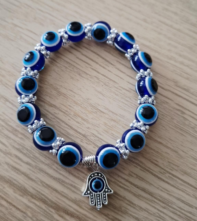 Evil Eye Hamsa Hand Beaded Bracelet 