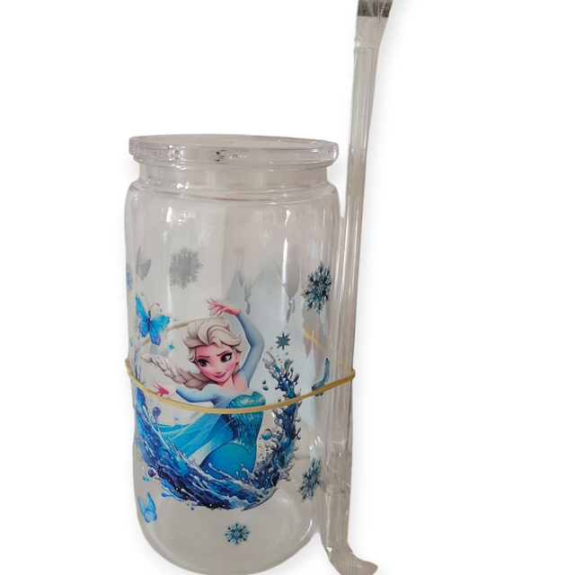 Gourde avec paille en plastique la reine des neige 