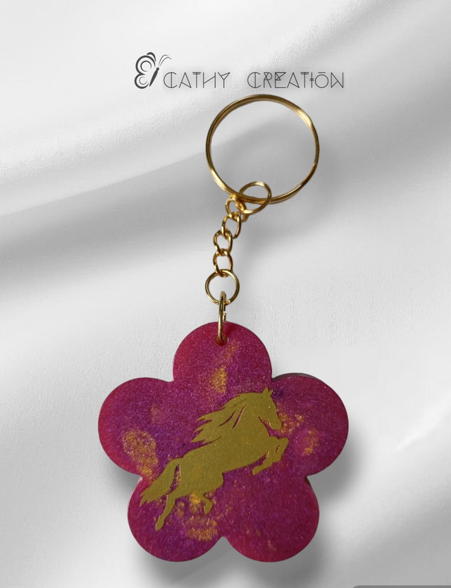 Porte clés rose et doré 