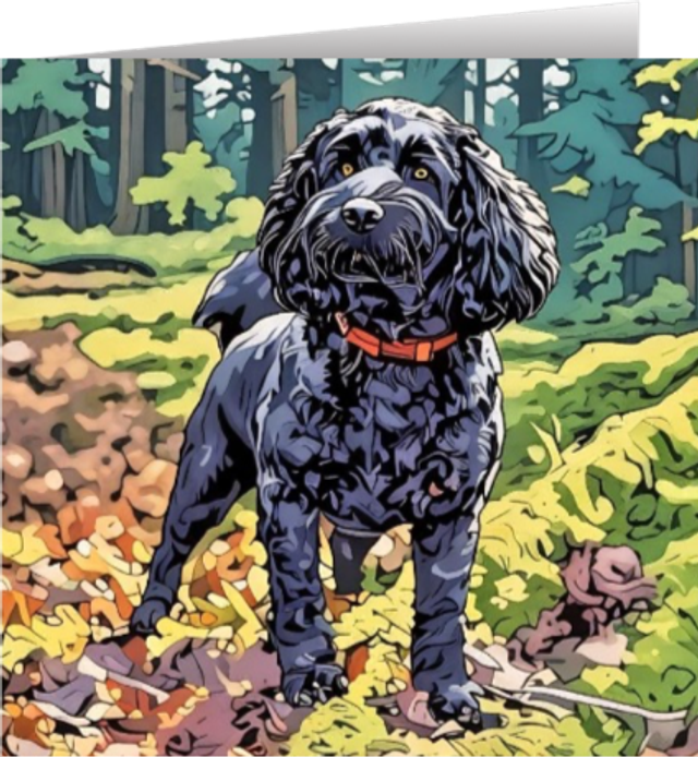 Black Cockapoo Forest - Dog Greetings Card