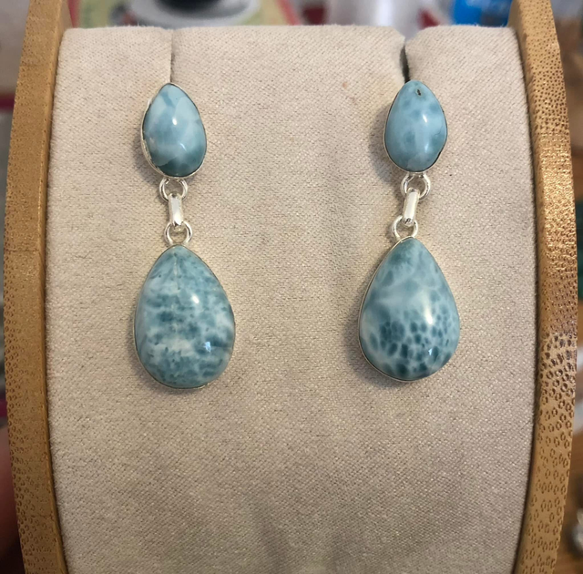 Boucles d’oreilles en argent et Larimar