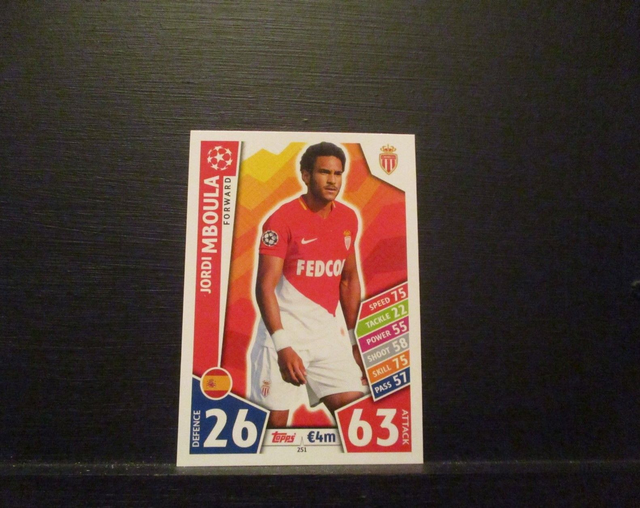 Jordi Mboula - UEFA Champions League Match Attax 2017/18 Original Trading Card #251