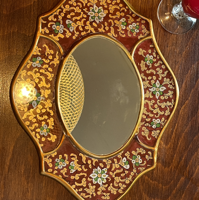 Spiegel hinter Glas Bemalung oval Persisch