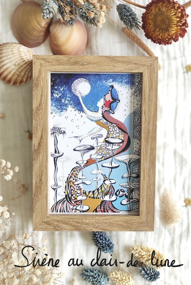 3 Petites Cartes Sirène au clair de lune