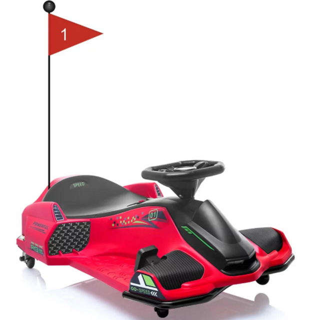 Drift Rider 360 24V Electric Go Kart Red with EVA Rubber Wheels