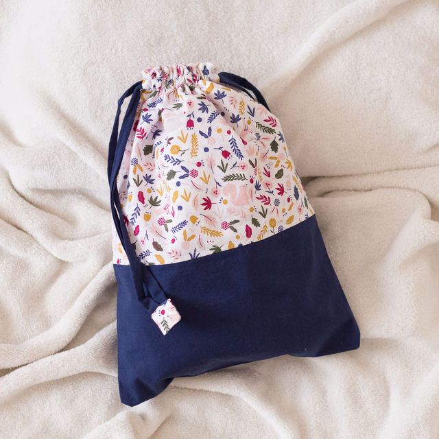 Pochon Bicolore Bleu marine / Forêt enchantée