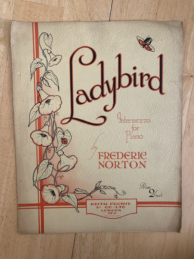 Ladybird. Intermezzo for piano solo by Frederic Norton vintage sheet music