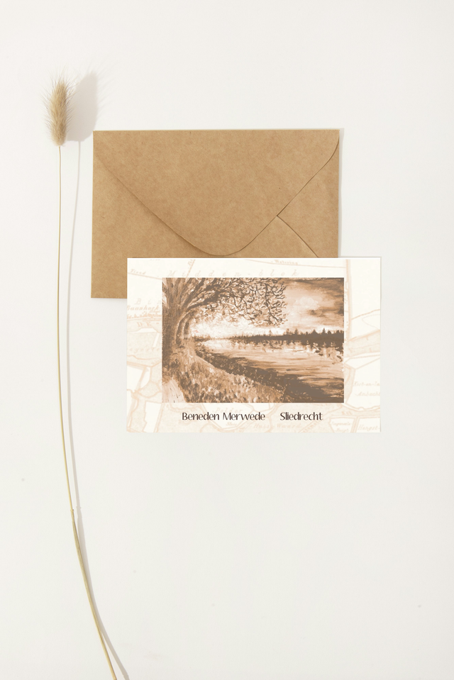 Ansichtkaart Sliedrecht rivier de Merwede | liggende kaart met envelop of postkaart 