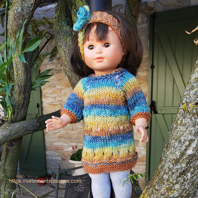 Robe en laine pour poupée Marie-françoise ou poupée de 36 à 40 cm