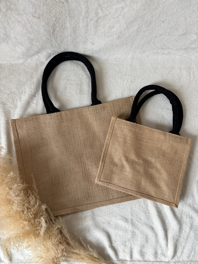 Sac en toile de jute anse noir à partir de 