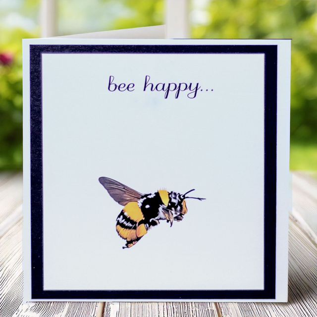 Bumblebee Card, can be personalised. Vibrant colours.