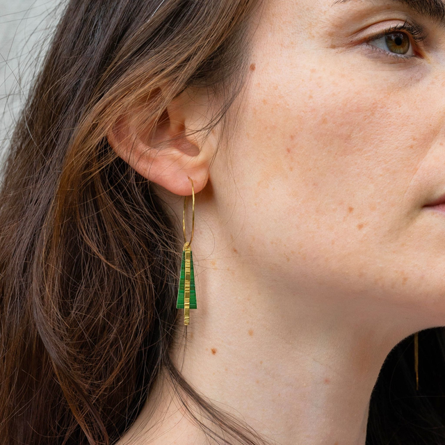 Boucles d'oreilles Tria - Doré, vert