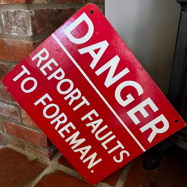 1950’s Industrial Factory/ Construction Hand Painted Directive Sign 