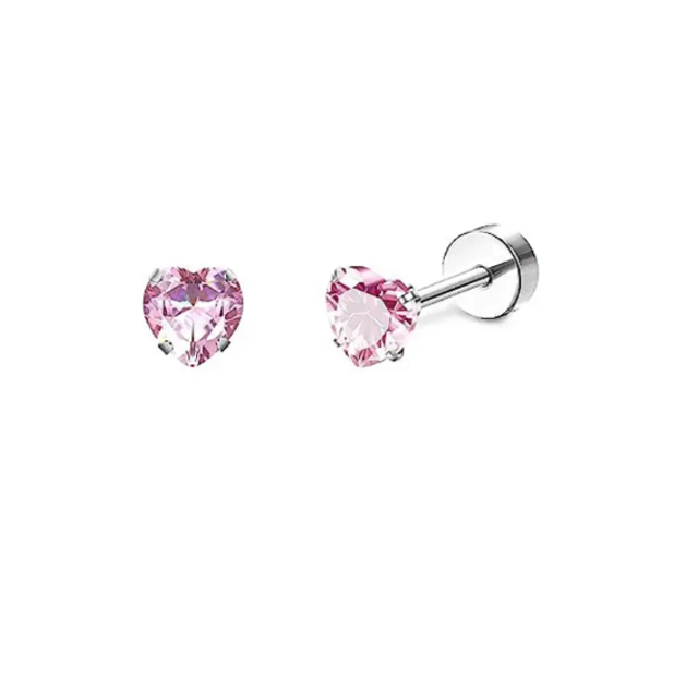 Pink Heart Mini Comfort Back Studs
