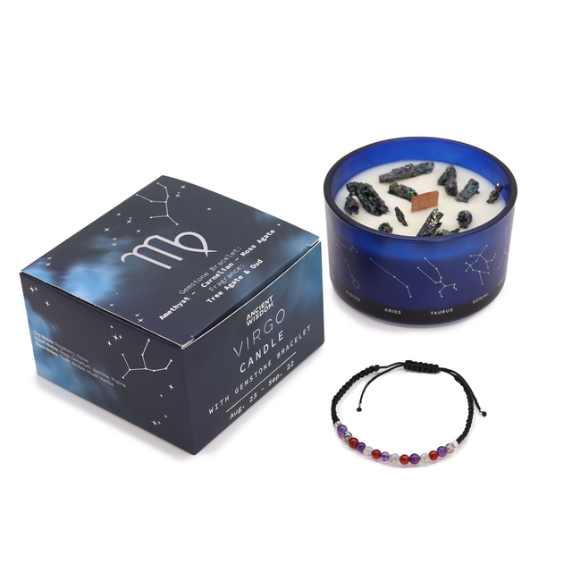Bougie de Cristal du Zodiaque avec Bracelet - Vierge