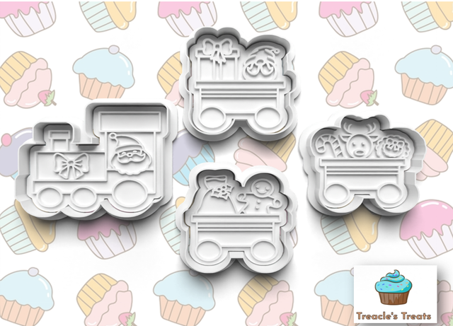 Christmas Train set Fondant/cookie stamps with cutters 