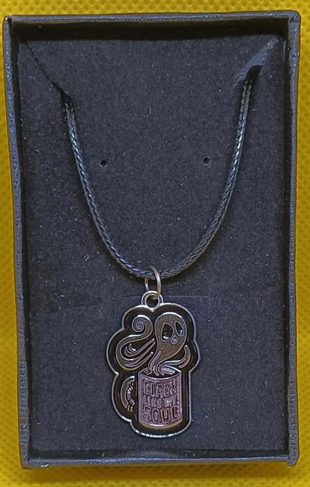 Small Black &amp; Silver "Black Like My Soul" Pendant Necklace.