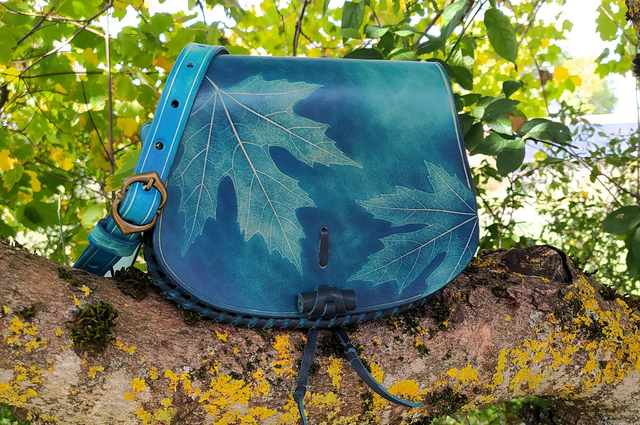 Sac- taille S- Feuille d&#039;érable turquoise