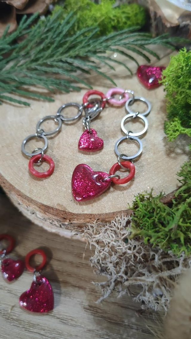 Compte-rang Coeur disco rouge