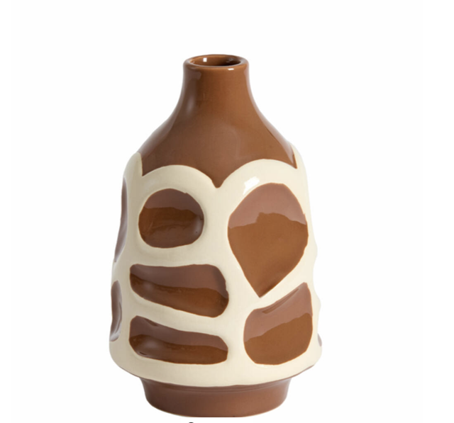 SINICE brown+cream - Vase deco Ø15x24 cm 