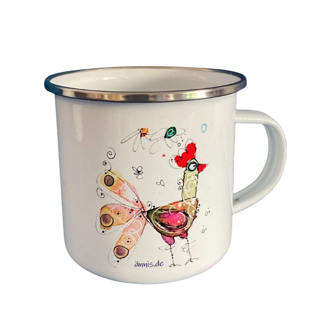 Emailletasse "Huhn"