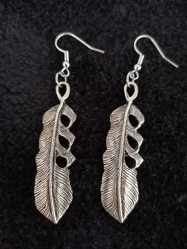 Boucles d'oreilles plumes argenté 