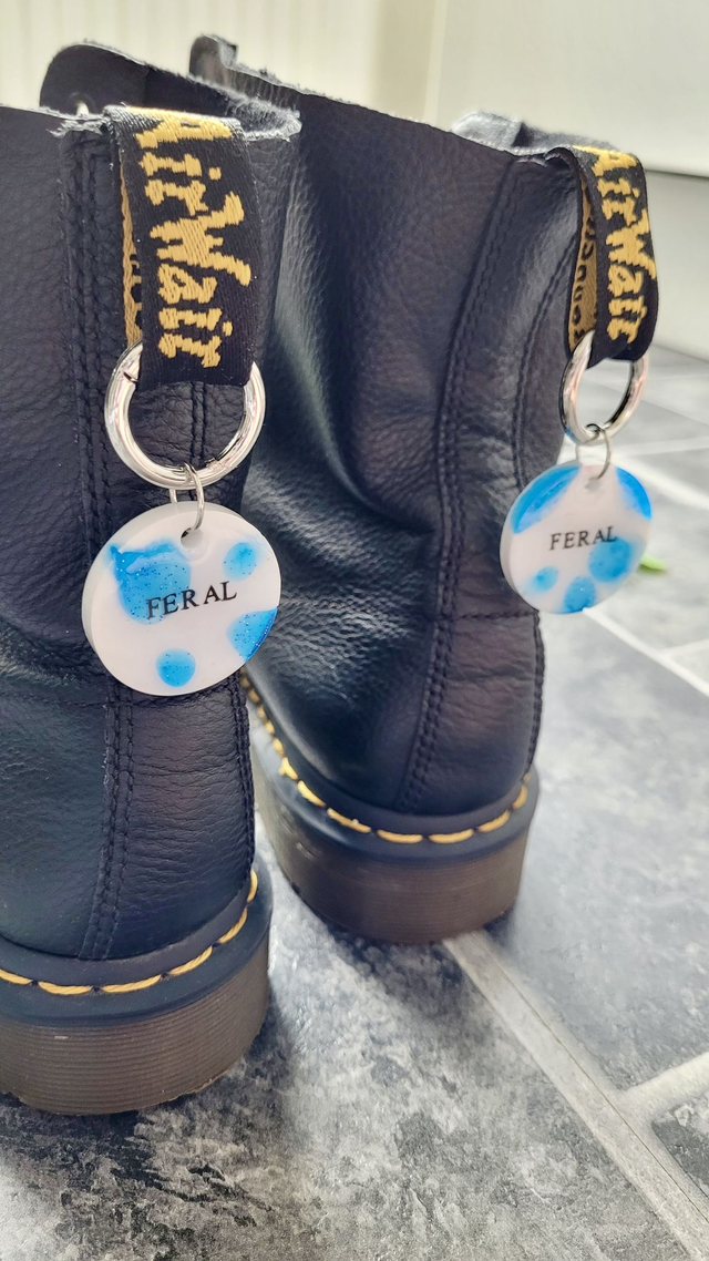 Boot Charms - FERAL - Blue and White Glitter