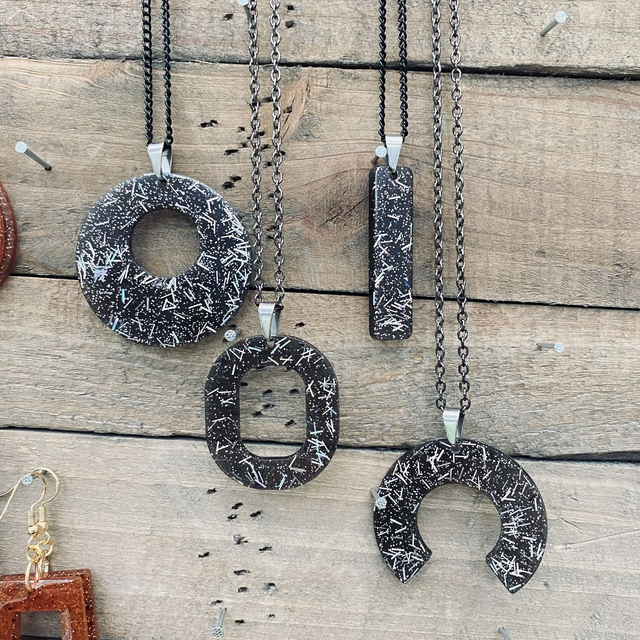 Collier Glitter Amber Silver