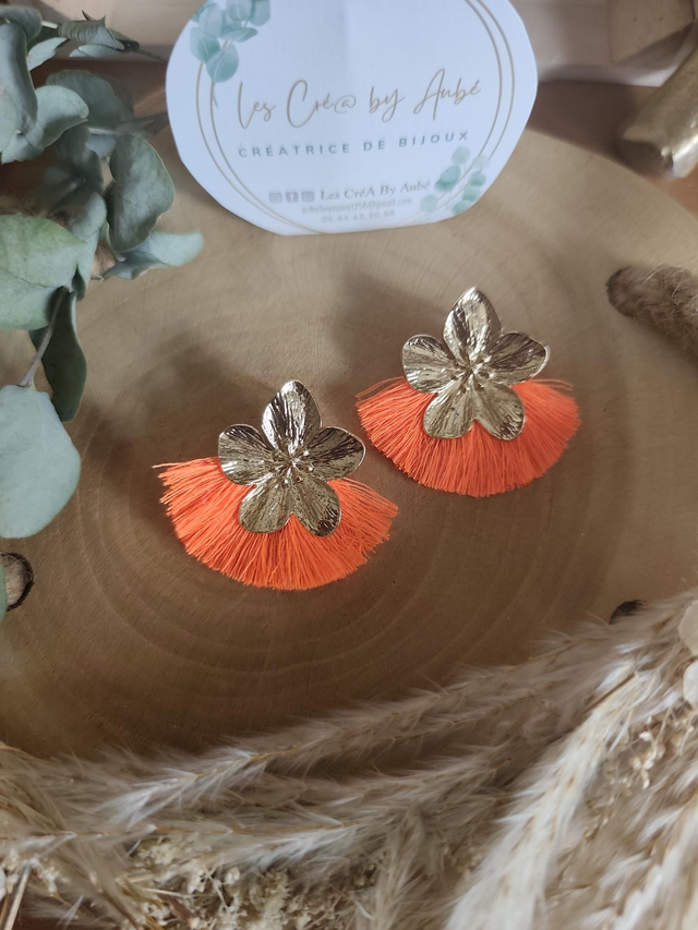 BO MINI BOHEME FLEUR GOLD / POMPONS ORANGE FLUO 0001086