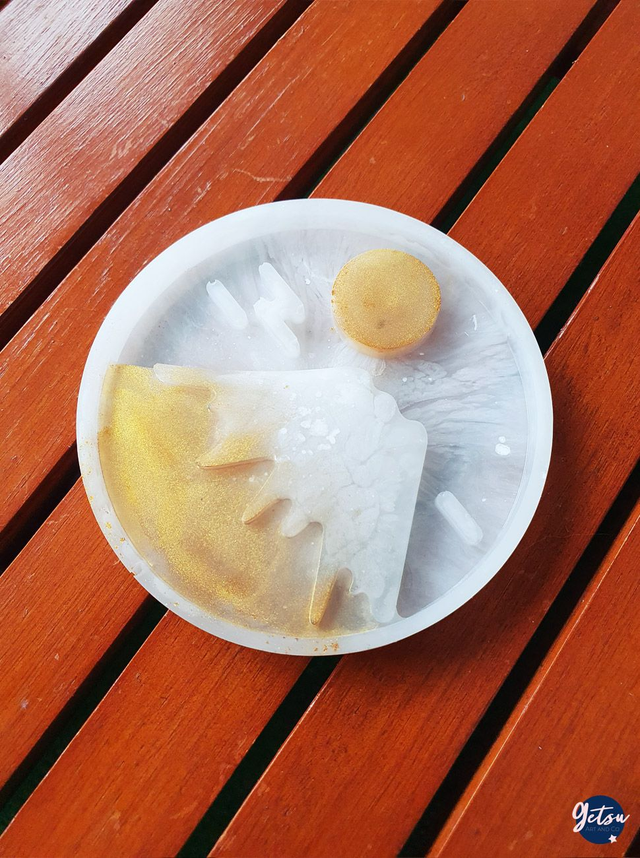 Sous-verre mont Fuji doré et blanc