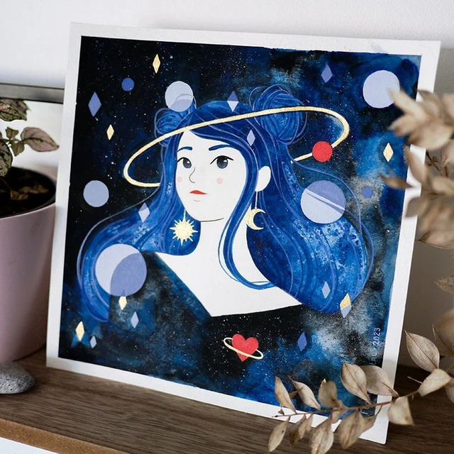 CÉLESTE // original avec dorures ✨ 21 x 21