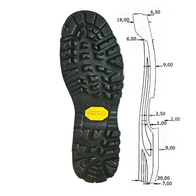 Vibram 1202 Foura Sole Unit. The most widely sold Vibram rubber trekking sole.
