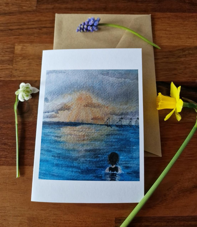 Marske sea swimmer birthday card/ female wild swimmer/sea swimmer