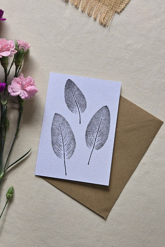 Carte postal monotype - Feuilles de sauge