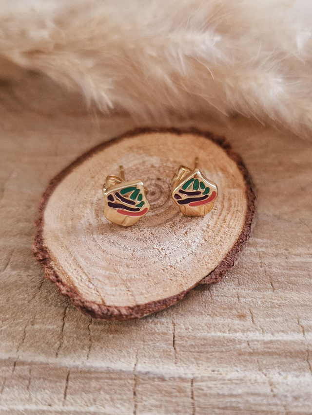 Boucles d'oreilles puces "Cupcakes" - Modèle vert et violet