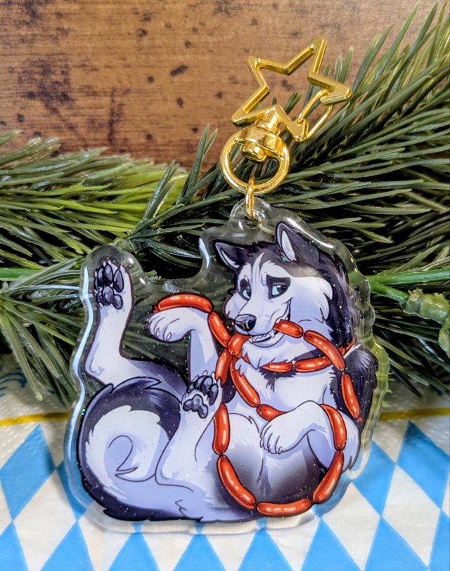 Sausage Husky Keychain