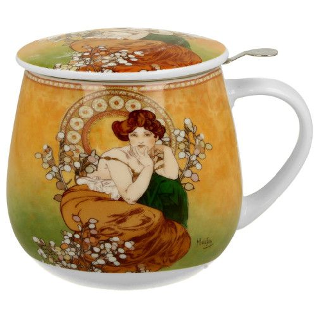 Taza Mucha, porcelana 0,40 l. filtro y tapa, en caja de regalo.*427