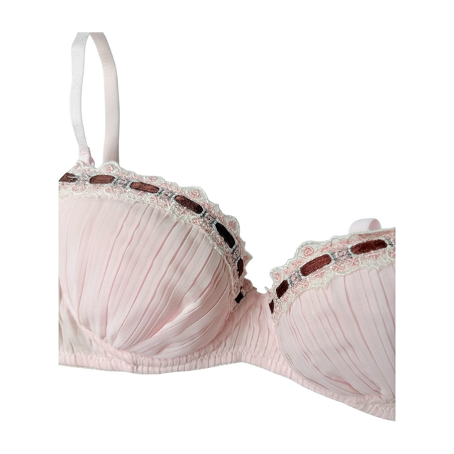 Pink and brown ribbon pleatedJapanese Bra UK 32C