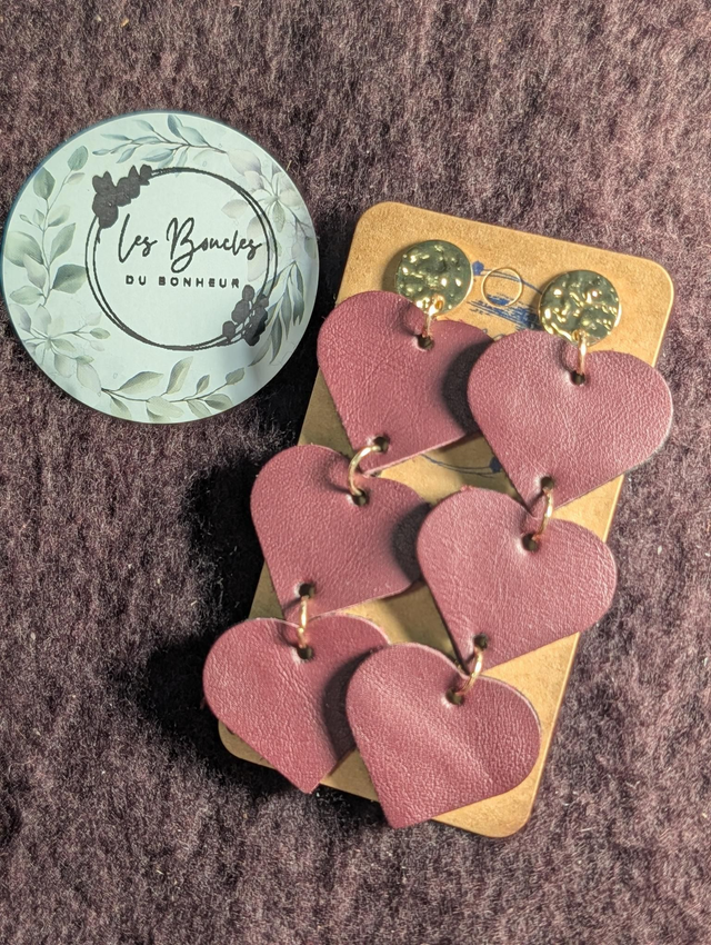 Boucles d'oreilles Ti coeur ❤️ bordeaux tc004