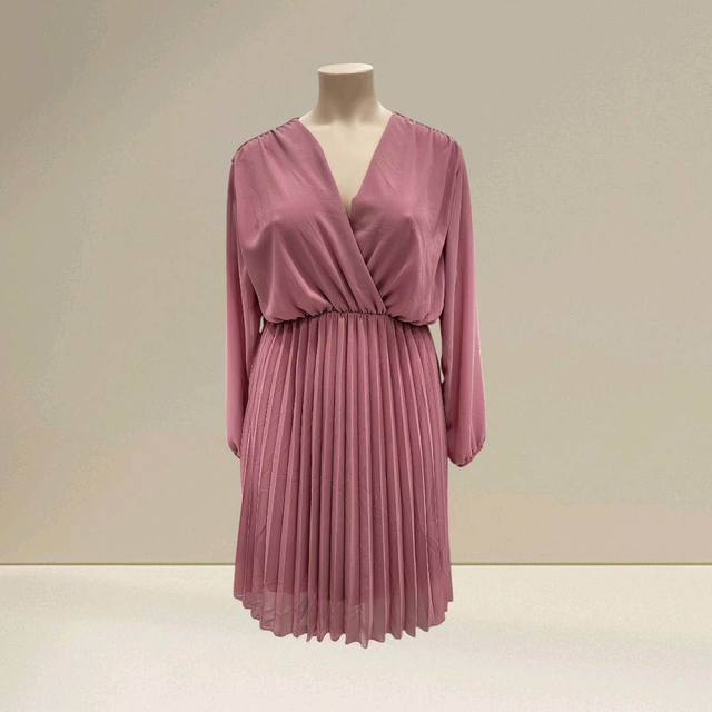 Robe plissée vieux rose