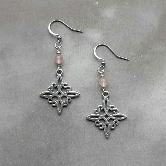 Rose Quartz Witch's Knot Earrings 