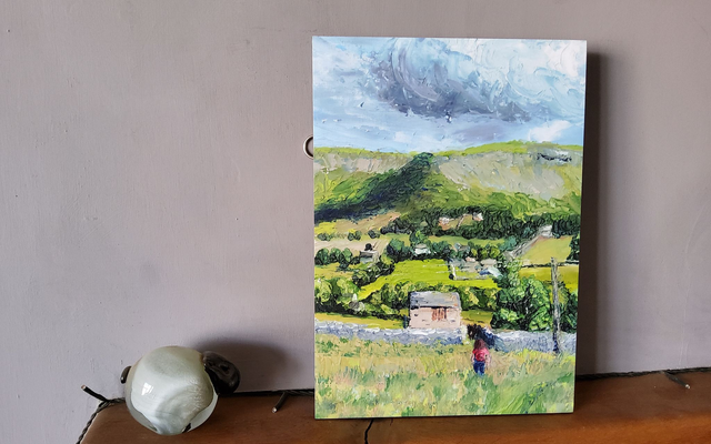 Art print of Walker above Grinton, Swaledale on 30x 21cm MDF. 