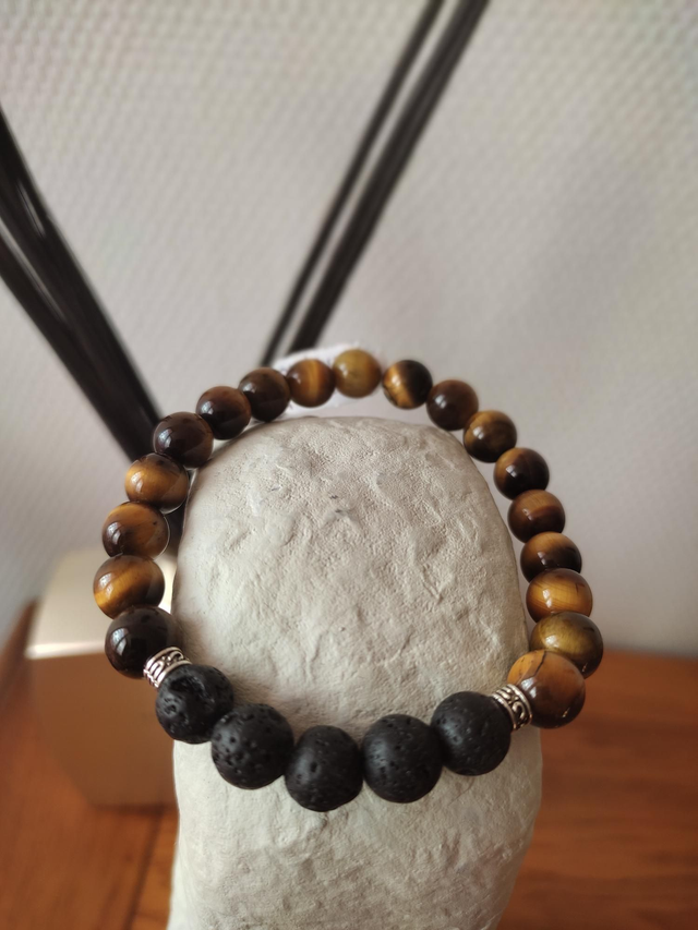 Œil De Tigre Et Pierre De Lave En 8 Mm